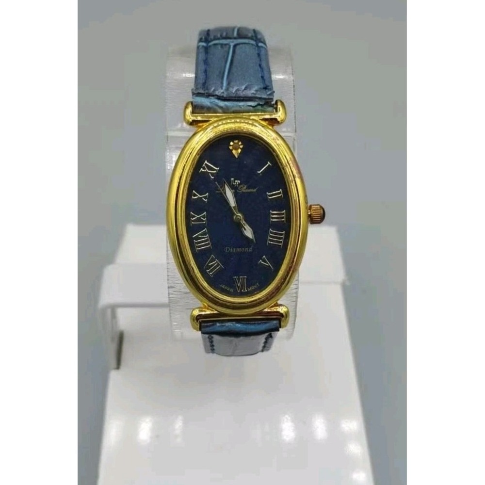NOS Lucien Piccard Diamond Women's oval yellow gold tone watch 28177BU